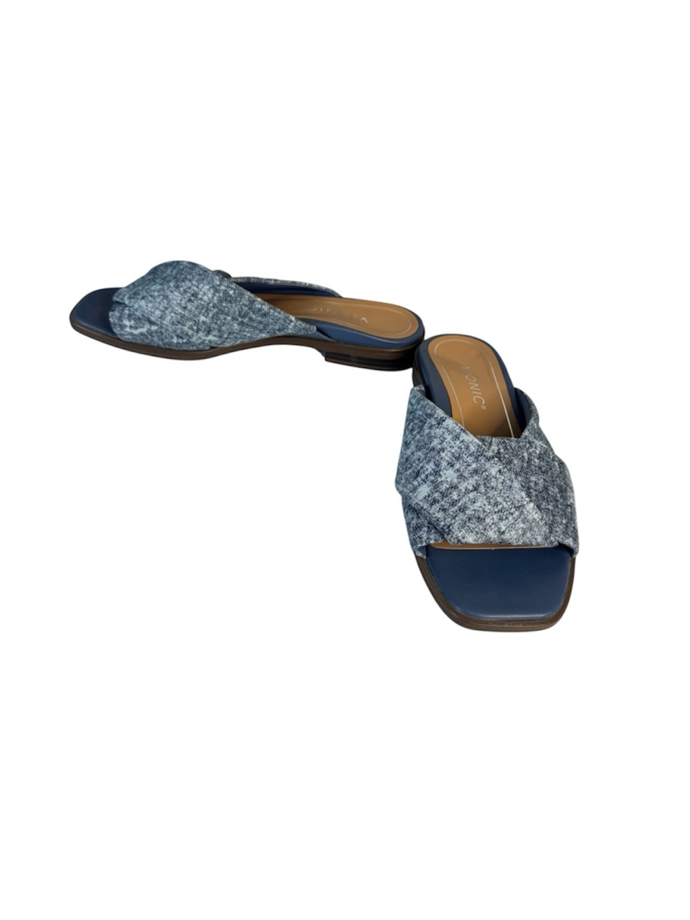 Vionic Miramar Slide Flat Sandals Denim Blue Size 7.5 Orthotic Insole